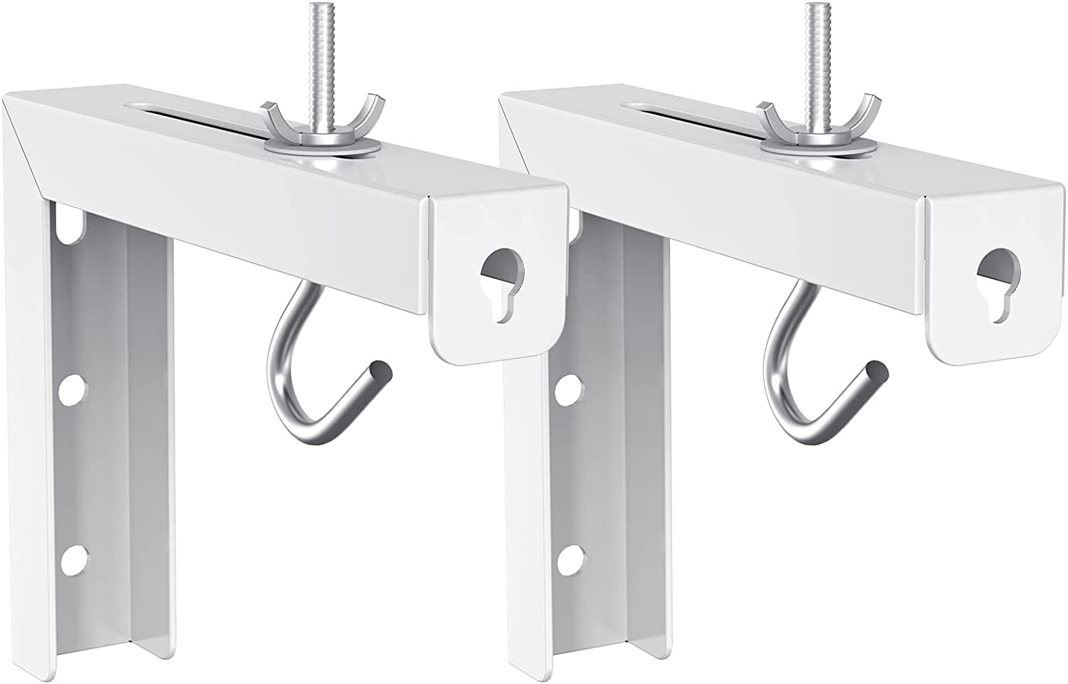 Universal Projector Screen Ceiling Mount, Wall Hanging Mount L-Brackets, 6 Inch Adjustable Extension with Hook Kit, Perfect Projector Screen Placement Hold up to 66 Lbs (PSM001-W), White