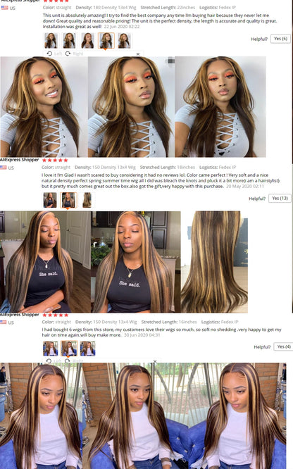 Preplucked Human Hair Lace Front Wig Highlight Straight 180% 13X6 Lace Frontal Wigs Curly Lace Frontal Wigs Swiss Lace
