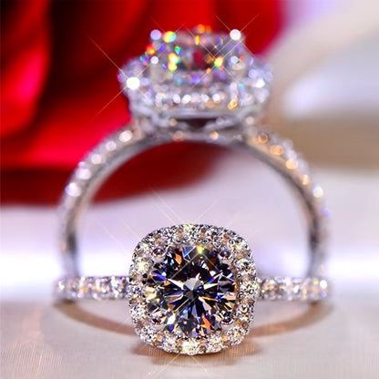 100% Moissanite Rings 1CT 2CT 3CT Brilliant Diamond Halo Engagement Rings for Women Girls Promise Gift Sterling Silver Jewelry