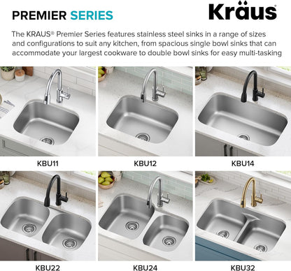 KBU22 32 Inch Undermount 50/50 Double Bowl 16 Gauge Stainless Steel Kitchen Sink