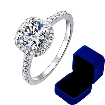 100% Moissanite Rings 1CT 2CT 3CT Brilliant Diamond Halo Engagement Rings for Women Girls Promise Gift Sterling Silver Jewelry